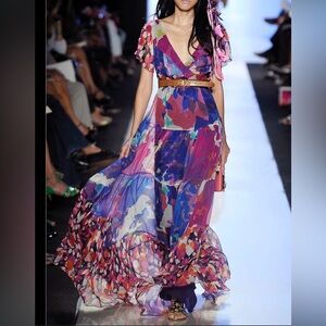 Diane von Furstenberg 2009 “Rock Goddess” Spring RTW Silk Patchwork Maxi dress